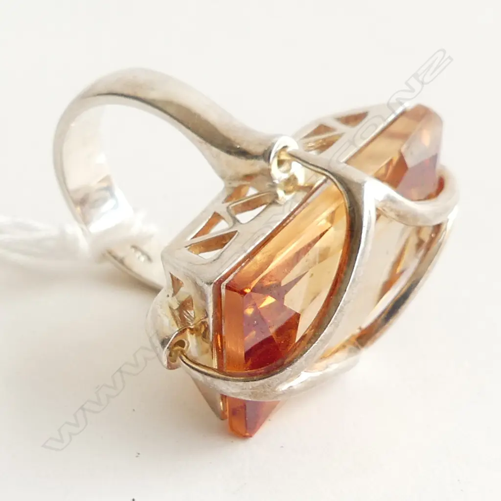 DESIGNER STYLISH SILVER & LGE GEM STONE RING EX. JILL MANDENO ESTATE  Image 1++