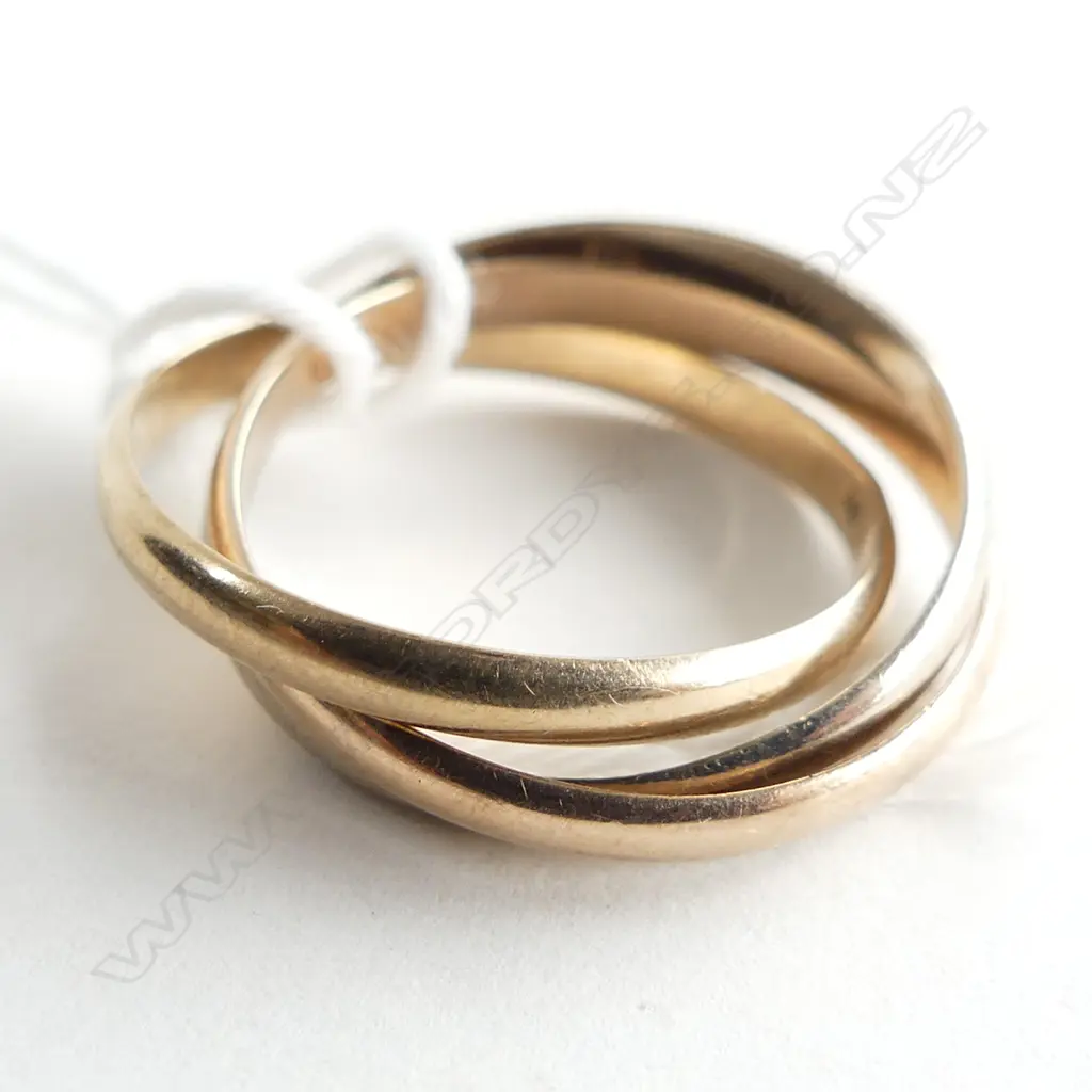 9CT 3 TONE GOLD RUSSIAN WEDDING RING Image 1++