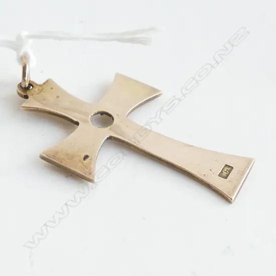 9CT GOLD CROSS PENDANT STONE MISSING 3-6GMS