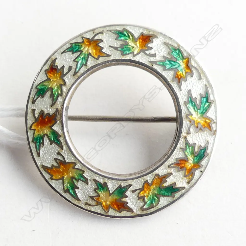 ARTS & CRAFTS ENAMEL SILVER BROOCH R.HORNER 1904 Image 1++