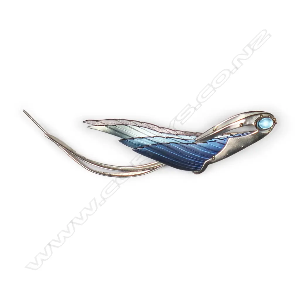 DESIGNER SILVER? & ANODISED STYLISED BIRD BROOCH. Image 1++