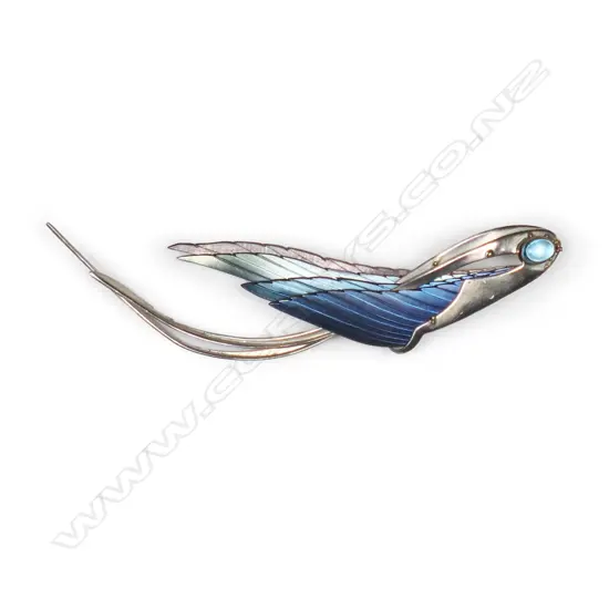 DESIGNER SILVER? & ANODISED STYLISED BIRD BROOCH.