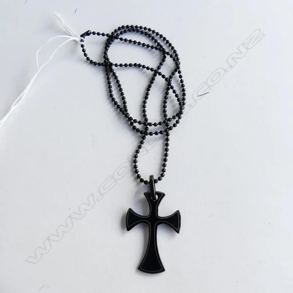 STAINLESS STEEL BLACK CROSS NECKLACE Image 1++