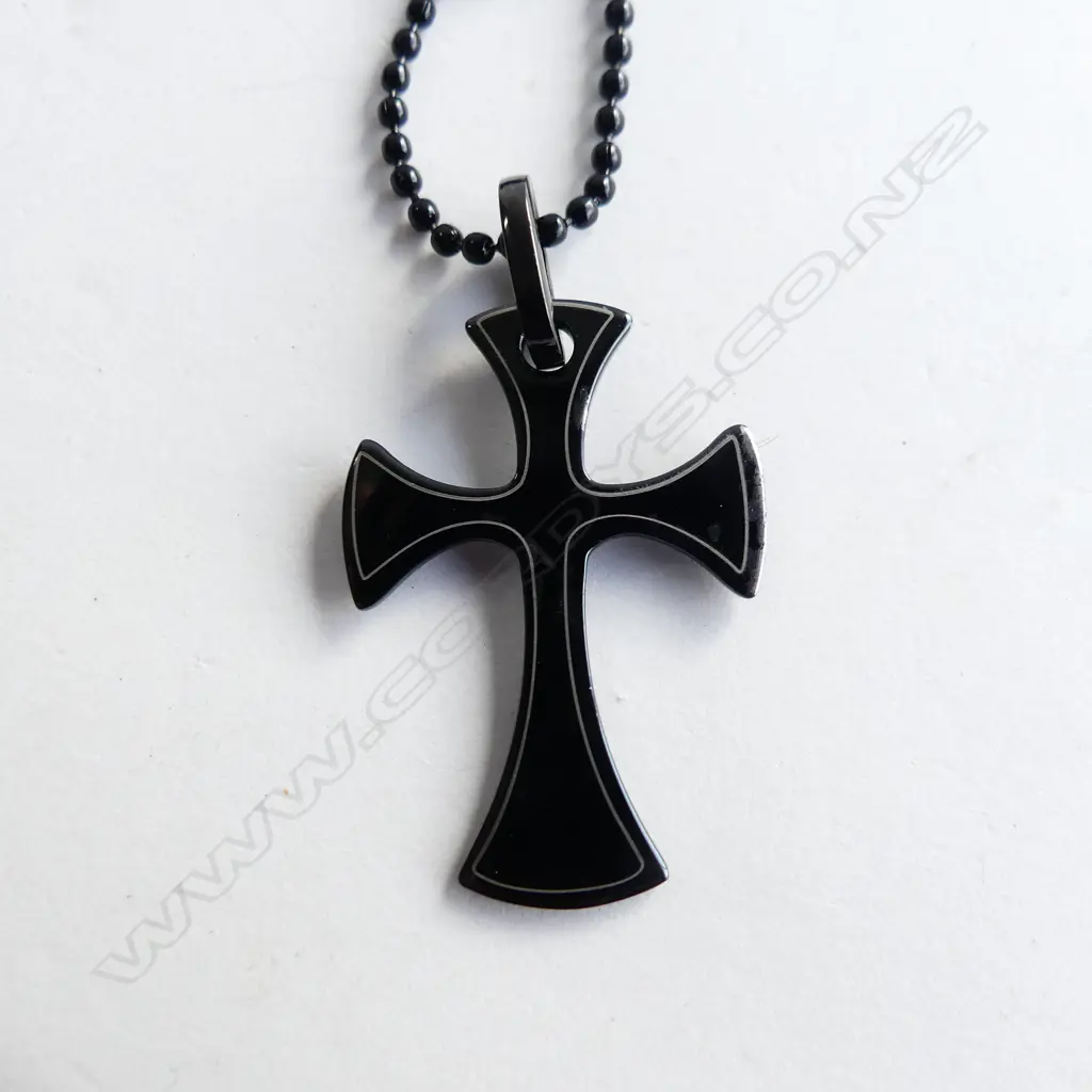 STAINLESS STEEL BLACK CROSS NECKLACE Image 1++