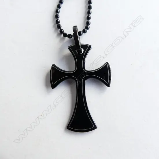STAINLESS STEEL BLACK CROSS NECKLACE