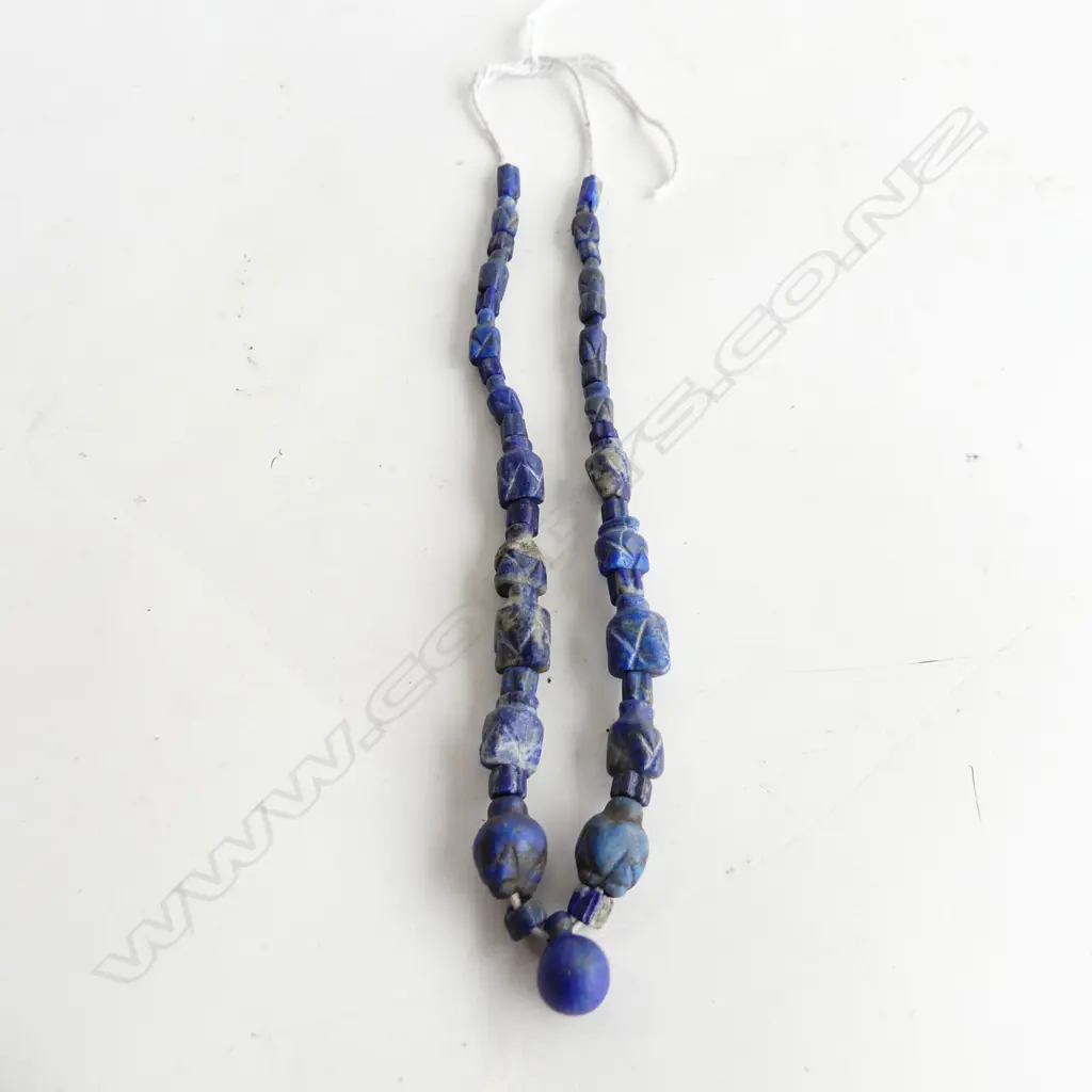 1980’S PESHAWAR HAND CUT LAPIS LAZULI BEADS ON STRING 440MM Image 1++