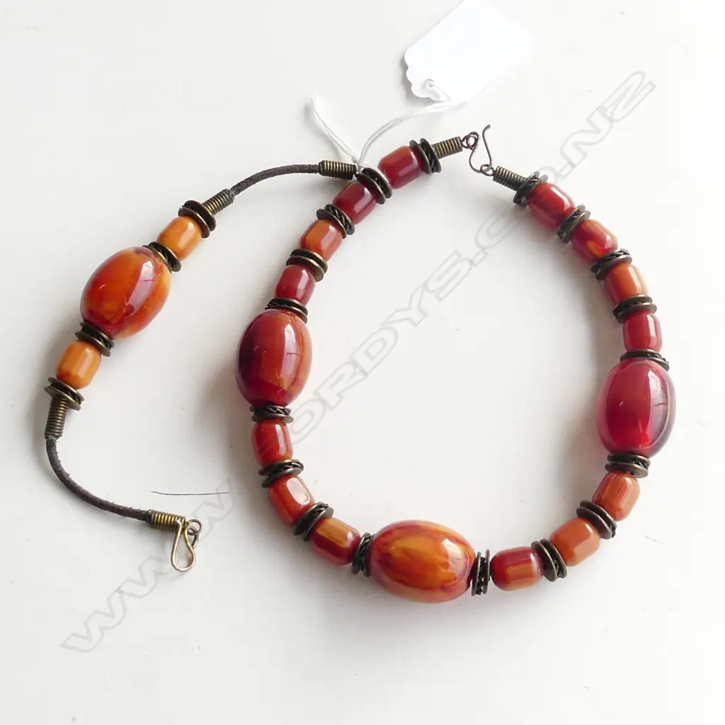 VINTAGE AMBER TYPE CHOKER NECKLACE & BRACELET Image 1++