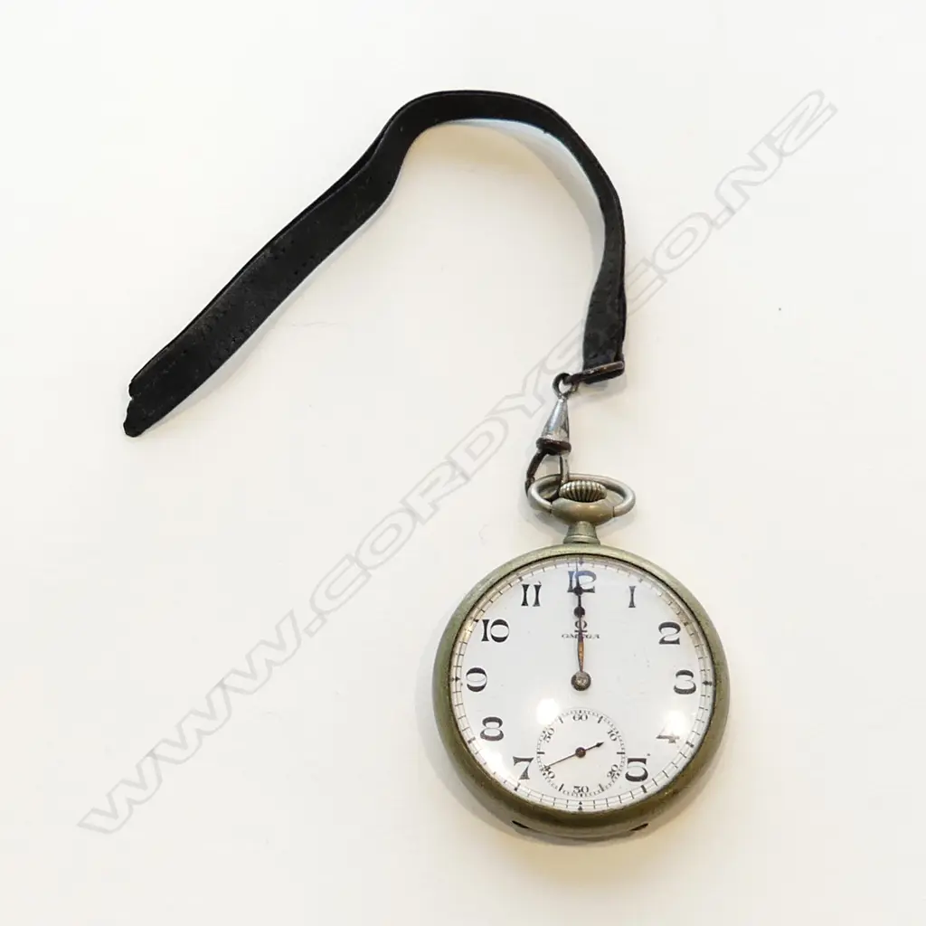 OMEGA GENTS OPEN FACE POCKET WATCH NICKEL. Image 1++