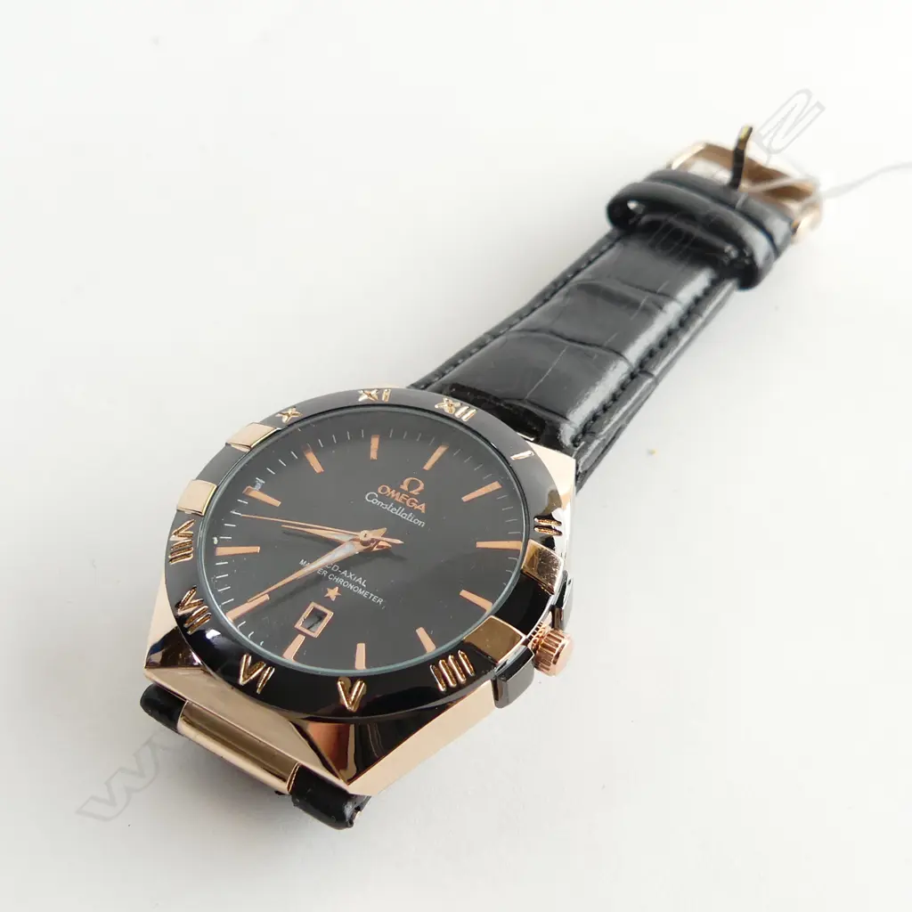 REPLICA WATCH, SWISS MOVEMENT, BLACK LEATHER STRAP, WORKING Image 1++