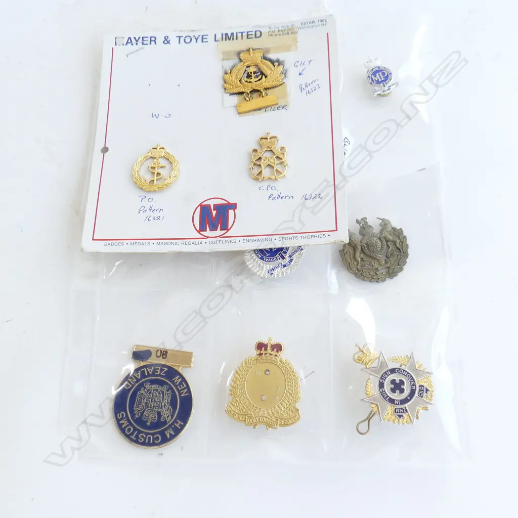 12 ASST BADGES + MEDALLIONS ETC. 3 on Mayer & Toye card Image 1++