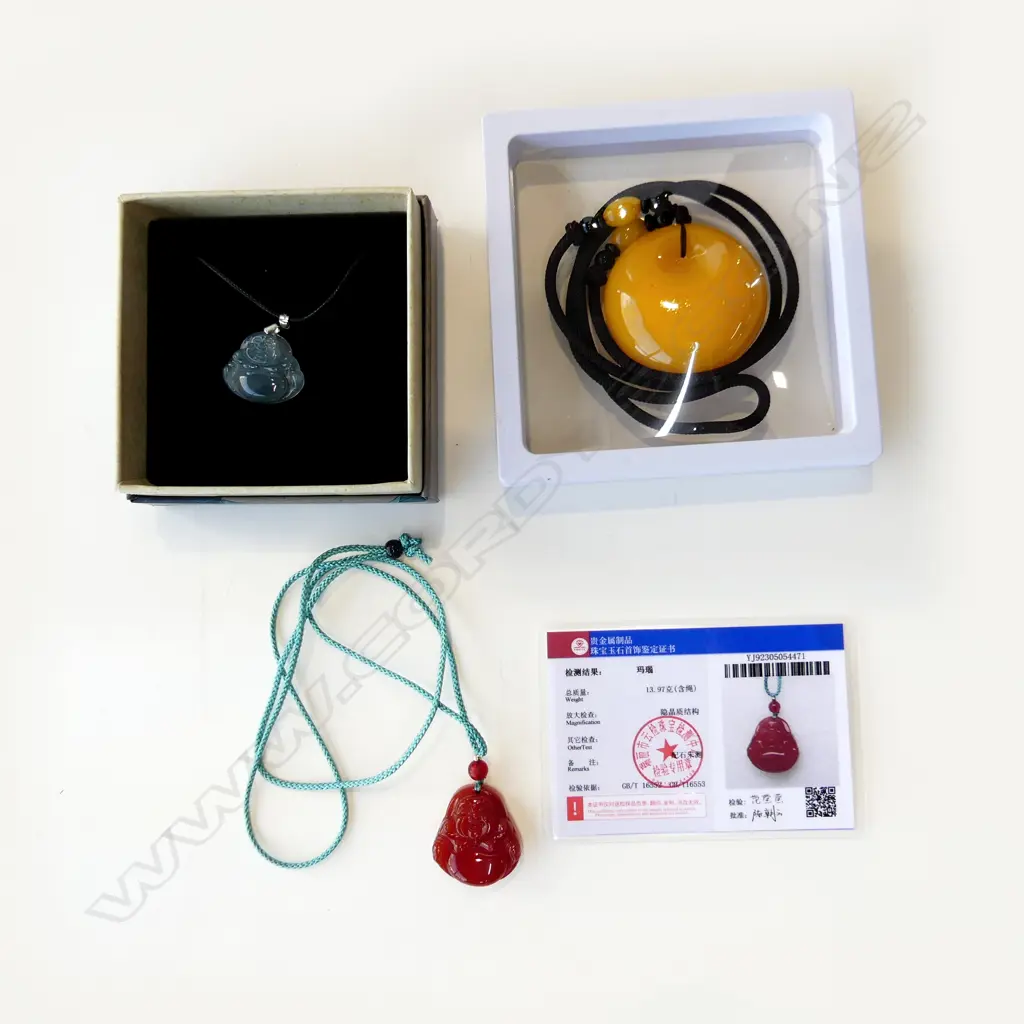 3 ORIENTAL PENDANT NECKLACES; 2 BUDDHA Image 1++