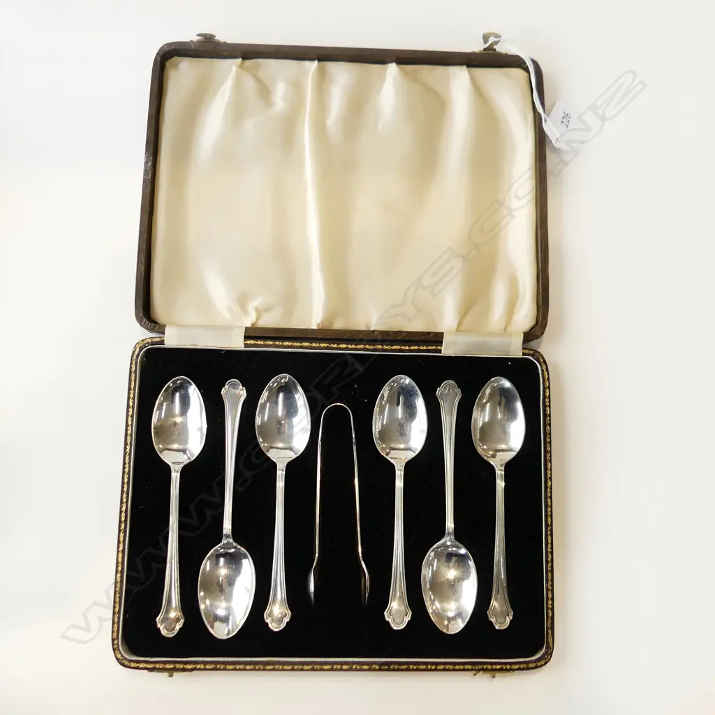 CASED S/S TEA SPOON & TONGS SET  Image 1++