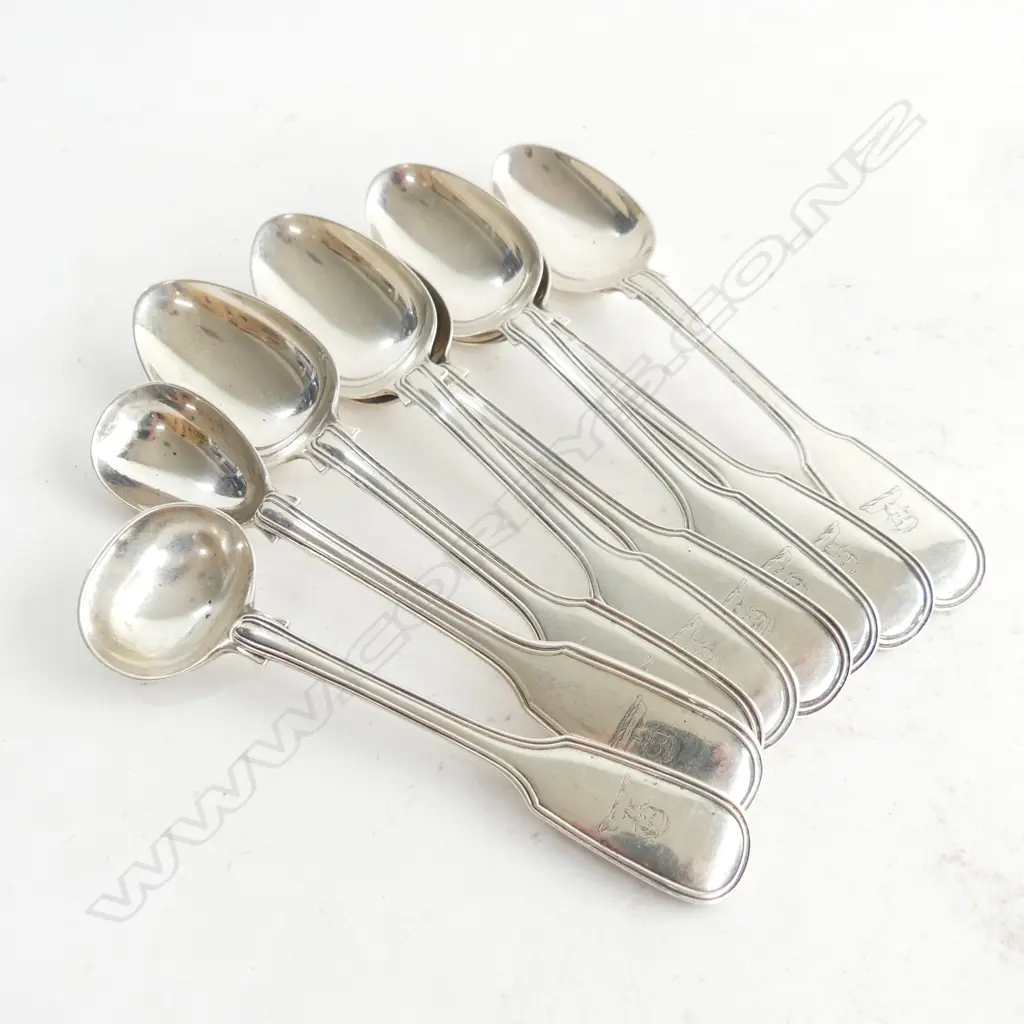 8 STG SILVER TEASPOONS LONDON 1856 256 GRAMS (2 MUSTARD) Image 1++