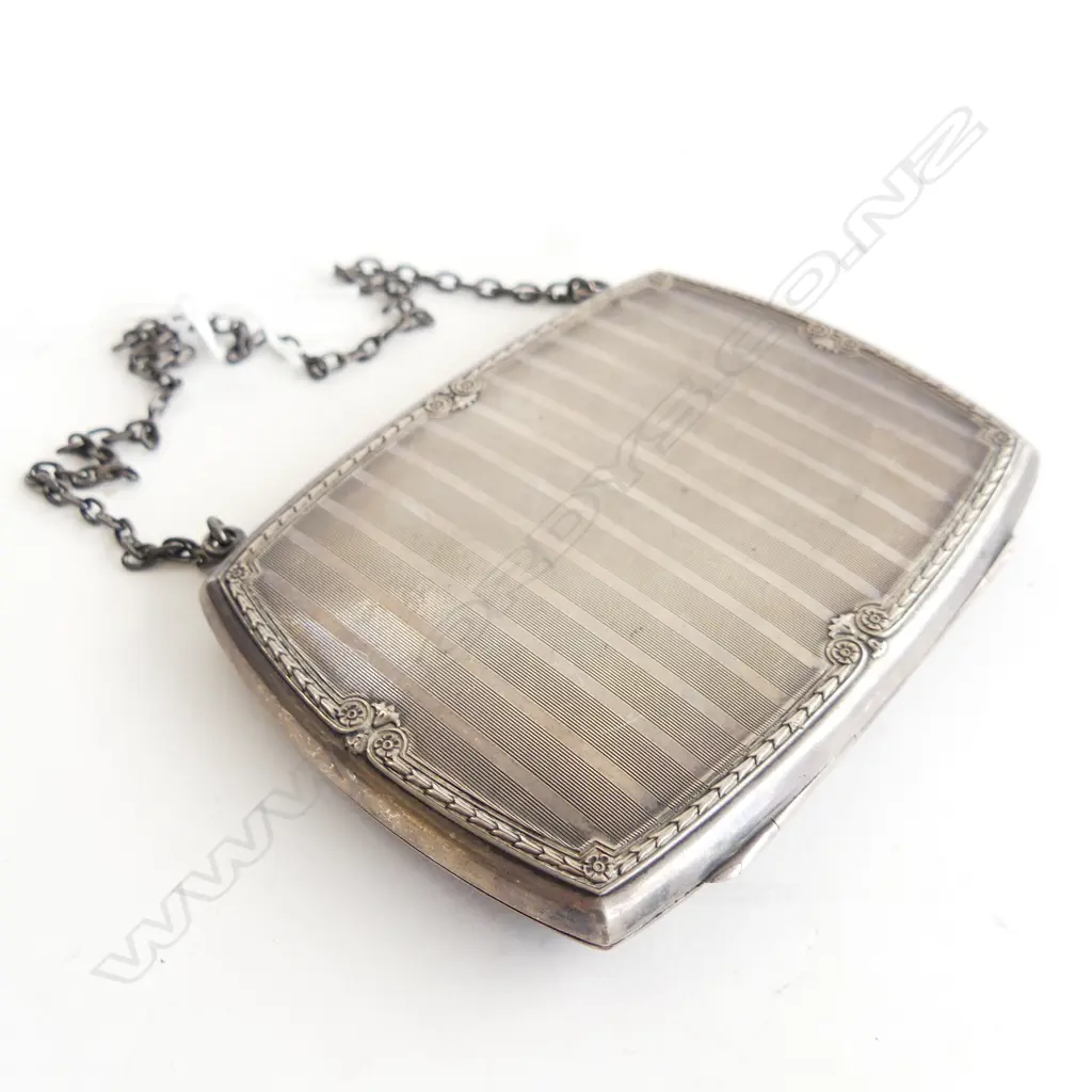 STERLING SILVER CARD CASE w. CHAIN 97 GRAMS Image 1++