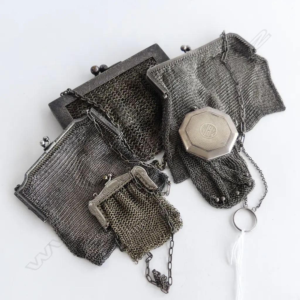5 SILVER MESH BAGS; 2 STG SILVER, 3 METAL Image 1++