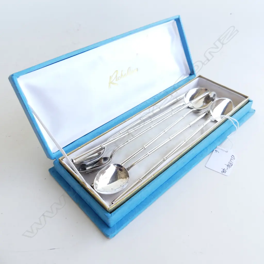 SET 6 HONGKONG STERLING STRAW SPOONS L.190mm Image 1++