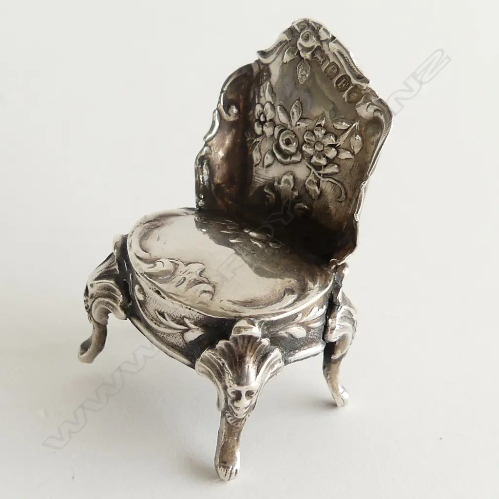 STERLING SILVER MINIATURE CHAIR LONDON 1901 H. 43MM Image 1++
