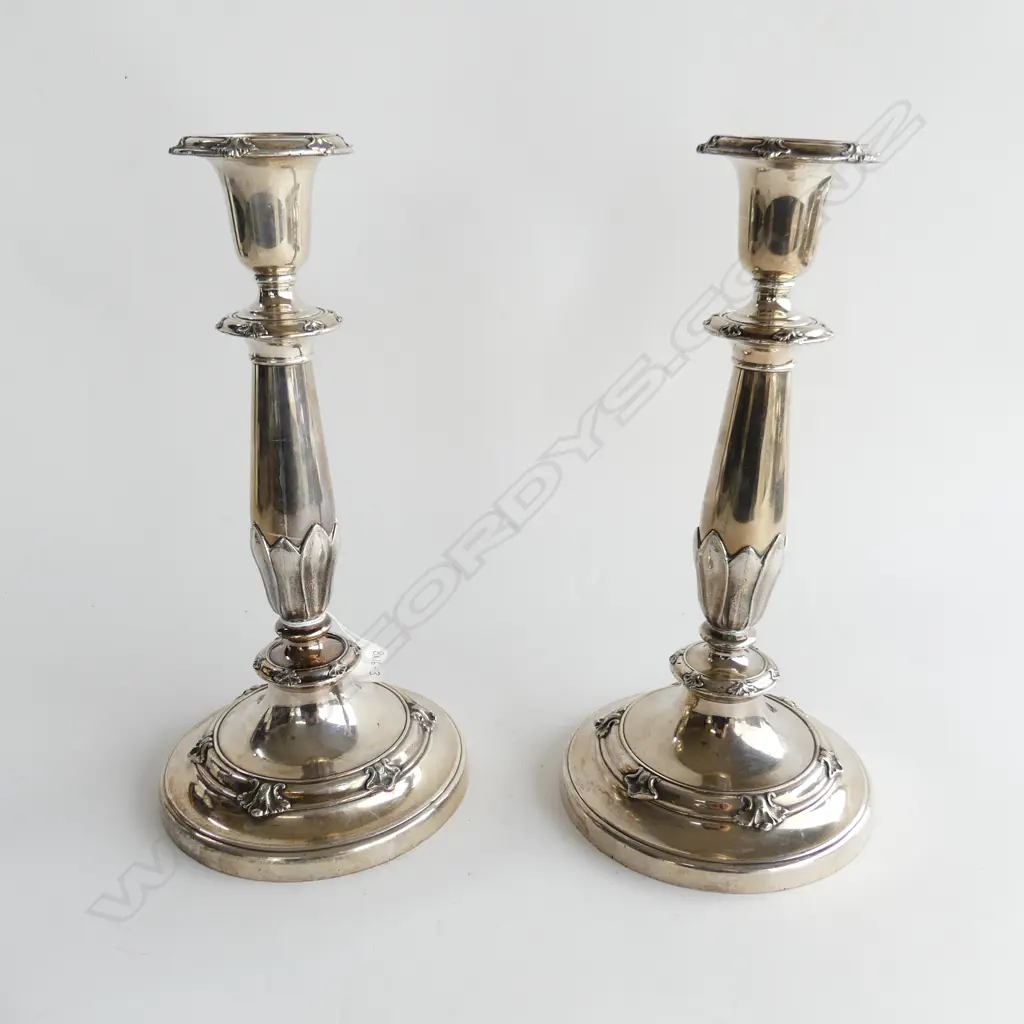 PAIR OF SILVER PLATE CANDLESTICKS H.285mm Image 1++