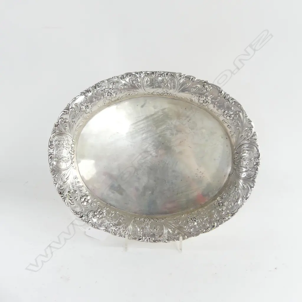 DUTCH SILVER OVAL TRAY 285x230mm 350 GRAMS Image 1++
