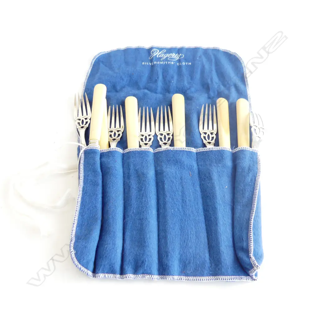 SET 6 EDW S/PLATE & CASEIN FISH SERVICE knives & forks Image 1++