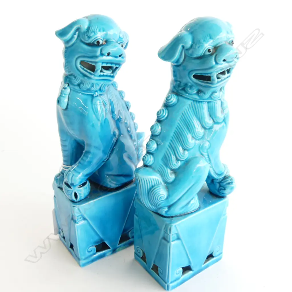 PR BLUE GLAZED FU DOGS H.200mm Image 1++