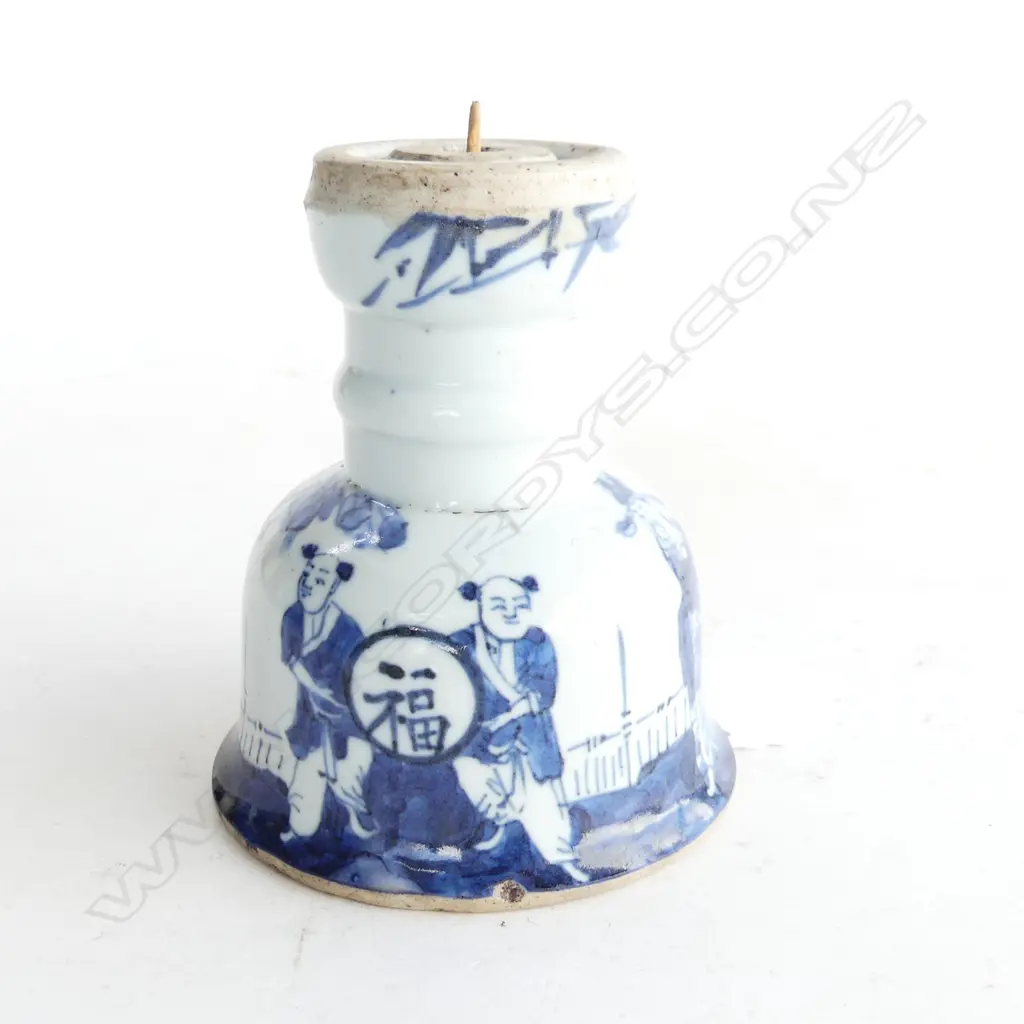 CHINESE B/W PORCELAIN PRICKET STICK H.100mm Image 1++