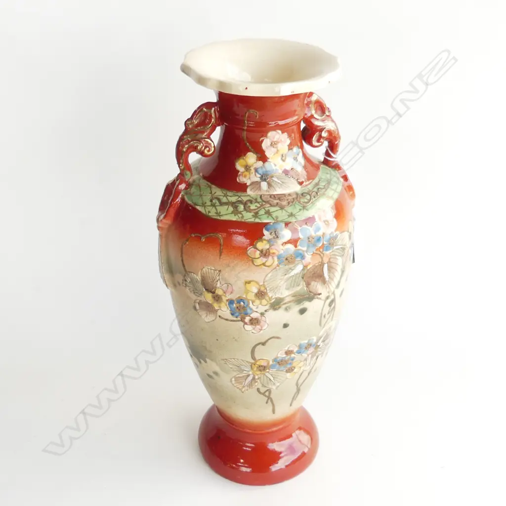 LATE 19THC SATSUMA VASE H 330 MM HAIR LINE CRACK Image 1++
