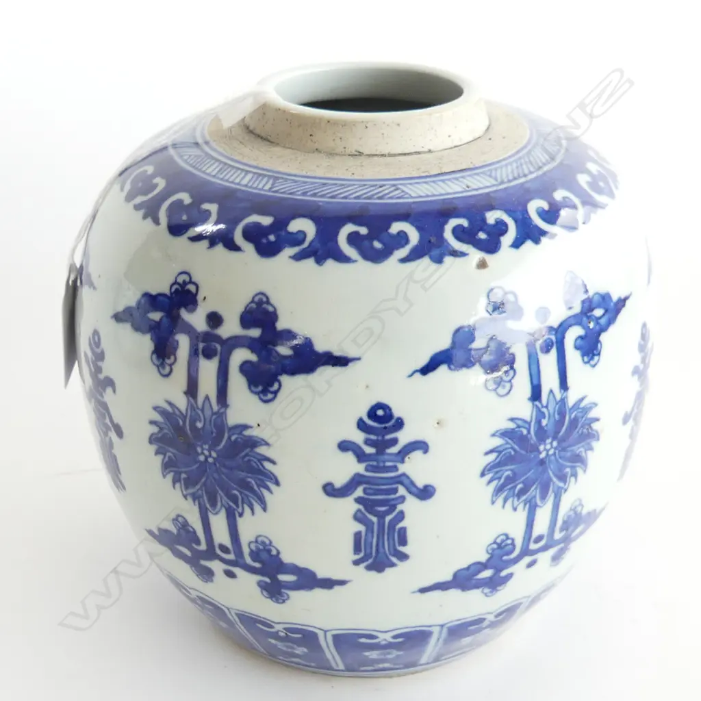 OLD BLUE & WHITE GINGER JAR (NO LID) H. 185MM Image 1++