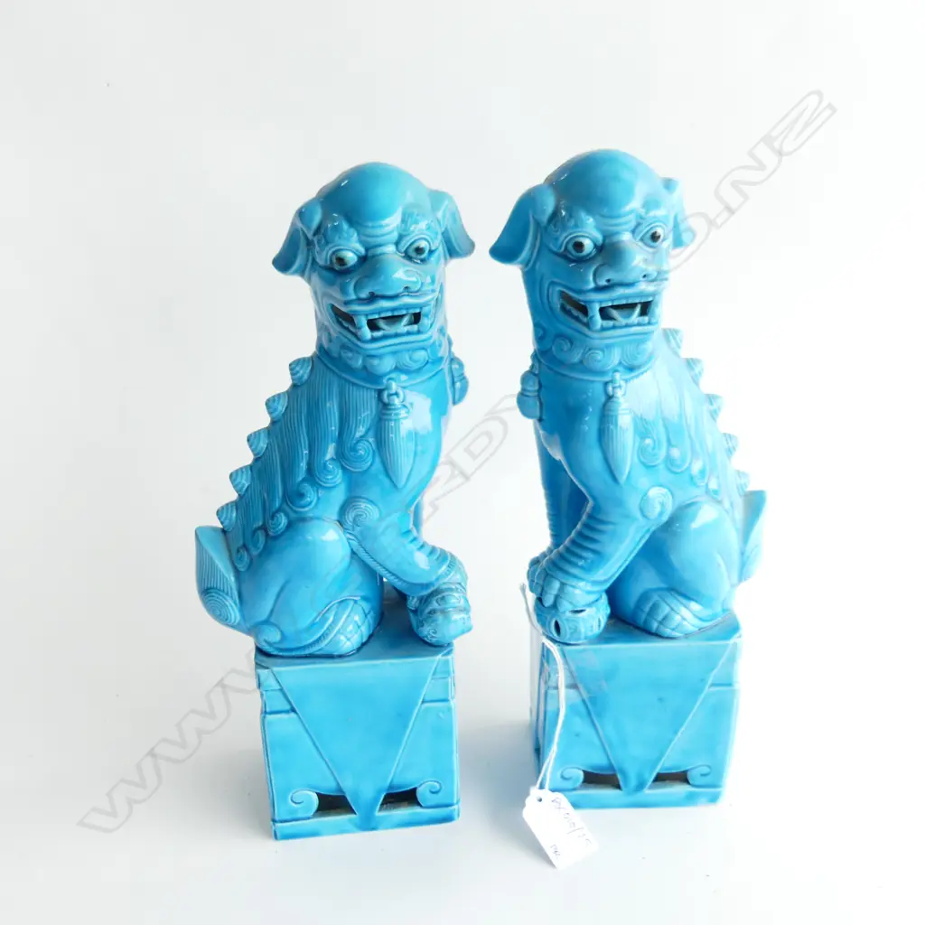 PR FU DOGS, SKY BLUE GLAZE H.300mm Image 1++
