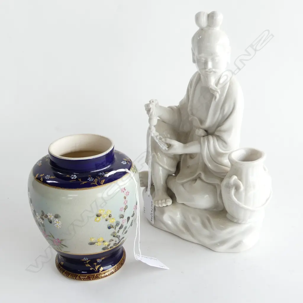 BLANC DE CHINE CHINESE FIGURE H240MM & SMALL SATSUMA VASE H130MM Image 1++