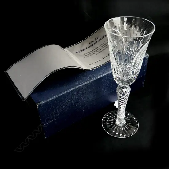 BOXED WEBB CORBET CRYSTAL CHRISTCHURCH COMMONWEALTH GAMES TOASTING GOBLET H.220mm