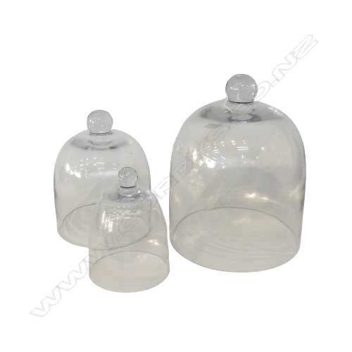 3 GRADUATED GLASS DOMES (H. 250, 190 & 150MM) Image 1++