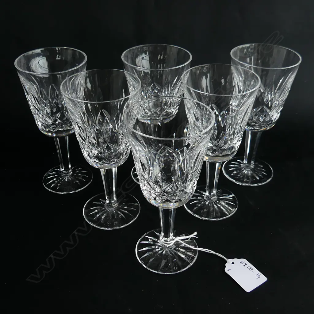 SIX WATERFORD WINE GLASSES (LISMORE) H.140mm Image 1++