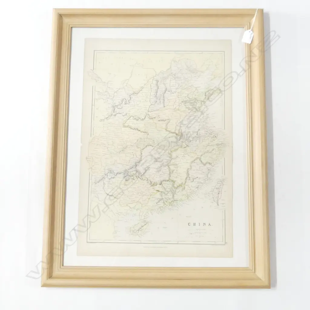FRAMED MAP OF CHINA 565x385mm... Image 1++