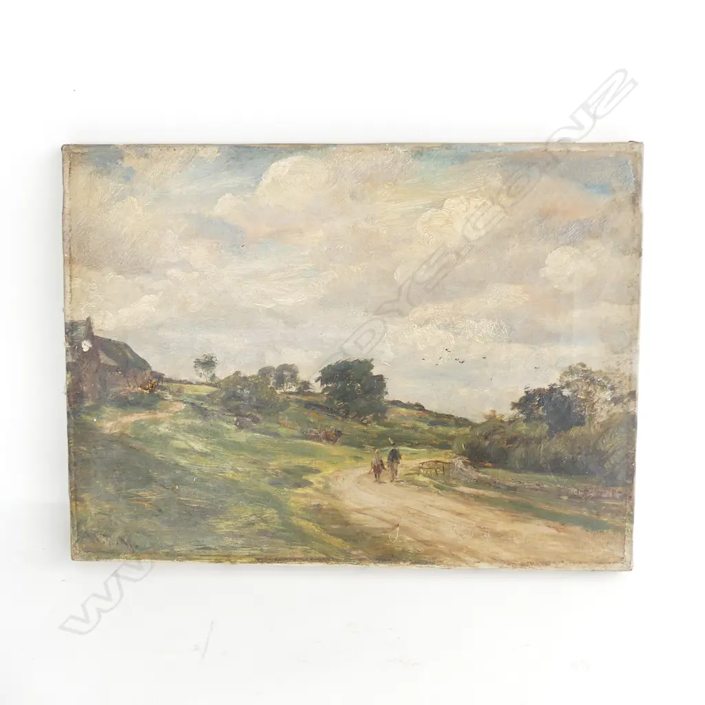 19thC OIL ON CANVAS BY D MCKAY 'Entrance To Ancrum village of Roxburghshire ' 280 x 380mm Image 1++