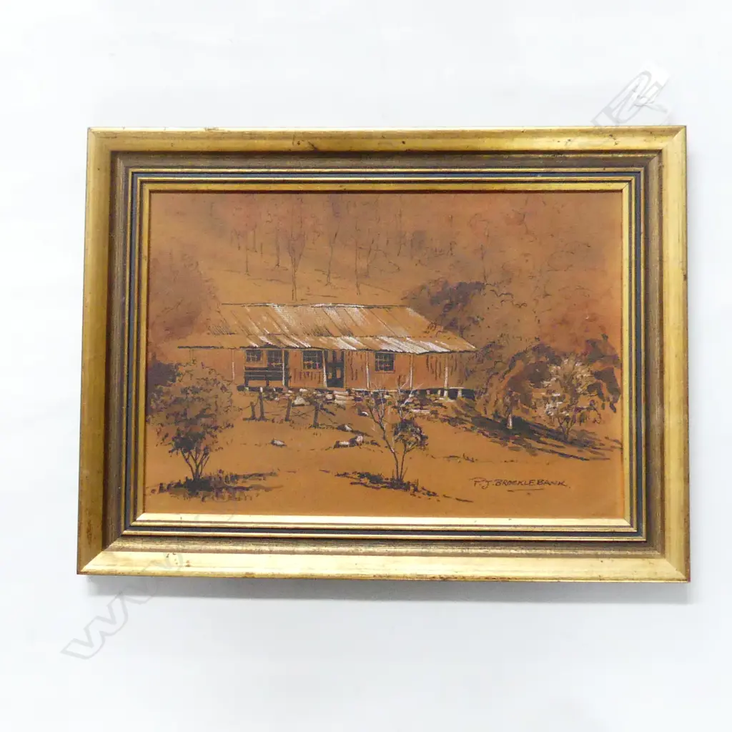 P. J. BROCKLEBANK 'OLD SHACK, ST ALBANS' MIXED MEDIA ON BOARD 270x395mm Image 1++