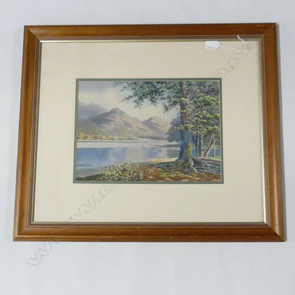 W/C LAKE SCENE SIGNED ALBERT ROSSER H520MM W620MM Image 1++