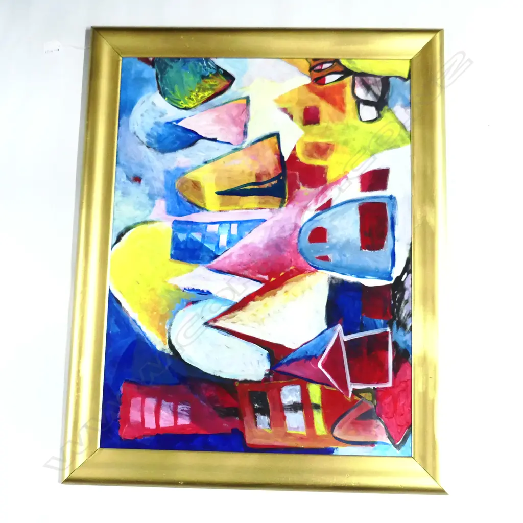 CONTEMPORARY ABSTRACT ACRYLIC ON BOARD 520x690mm GOLD FRAME Image 1++