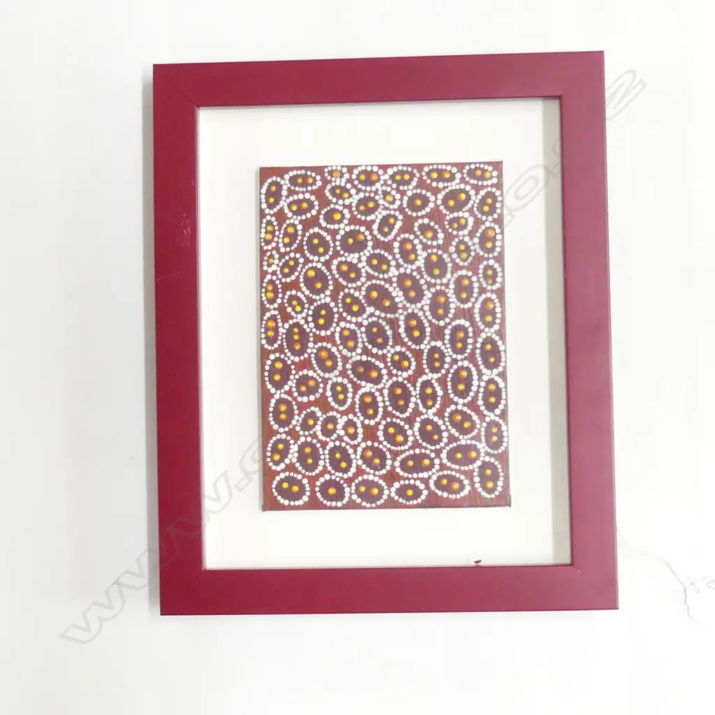 Dianne Robinson Australian Aboriginal ARTWORK 'ININTI' 2012 oil on board 125x175mm Ex. Jill Mandeno estate Image 1++