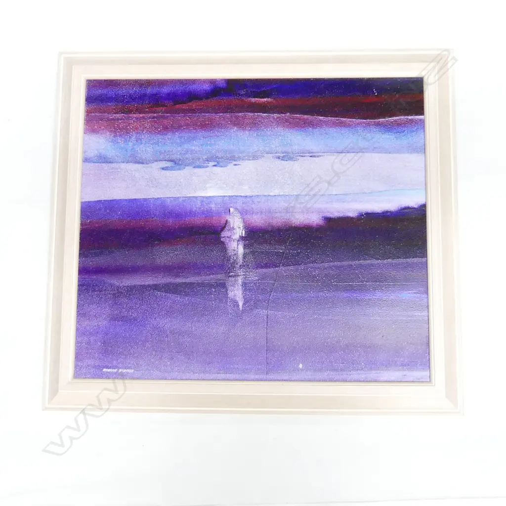 MAURICE BROOKES 'PURPLE BEACH' OIL ON BOARD 415x475mm Image 1++