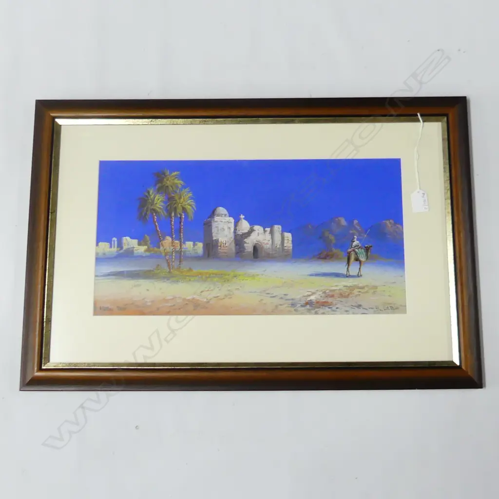 B. RAPPINI 'ALGERIAN RUINS', GOUACHE ON BLUE PAPER, 240 x 470mm Image 1++