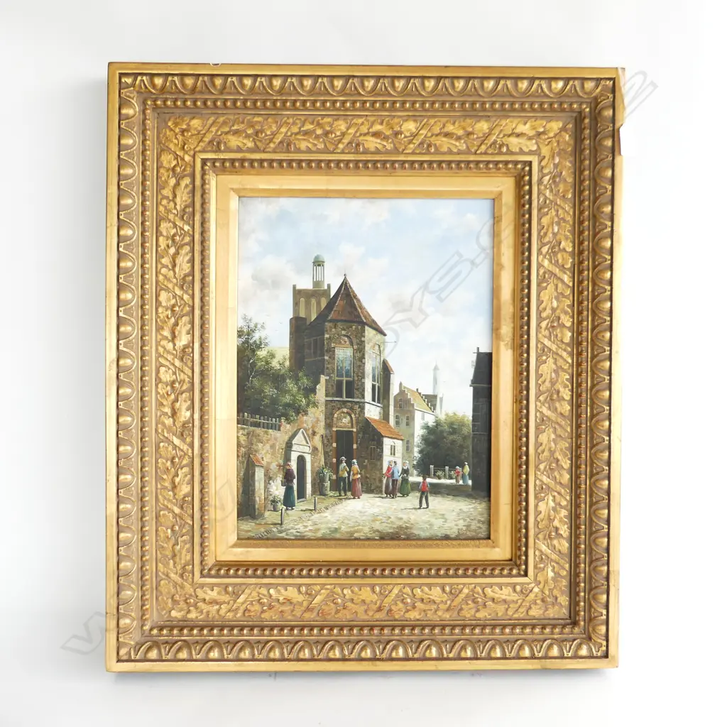 J. R. GRANESS, DUTCH SCENE, OIL ON BOARD, 390 x 290mm, GILT FRAME Image 1++