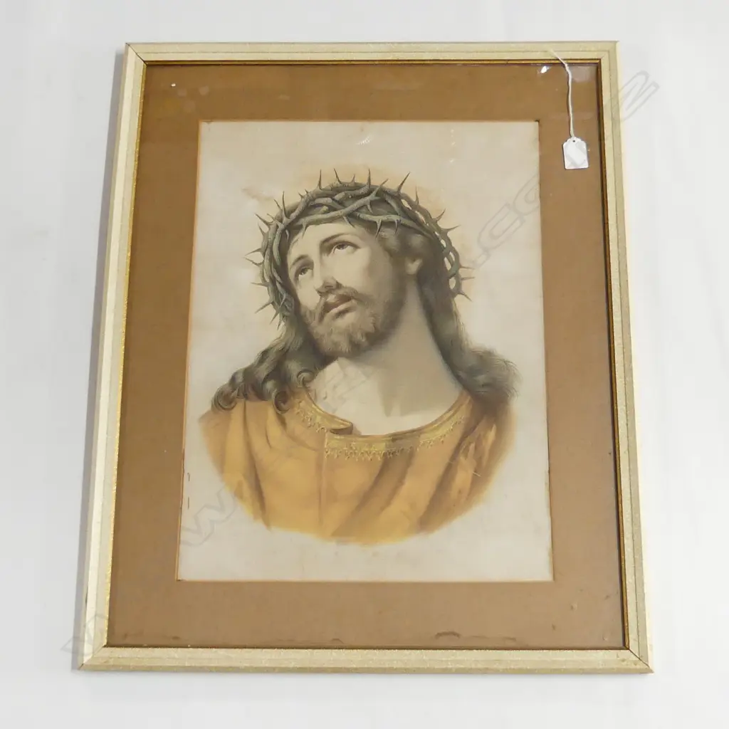 CHROMO-LITHOGRAPHIC PRINT OF HEAD OF JESUS CHRIST 360 X 520MM Image 1++
