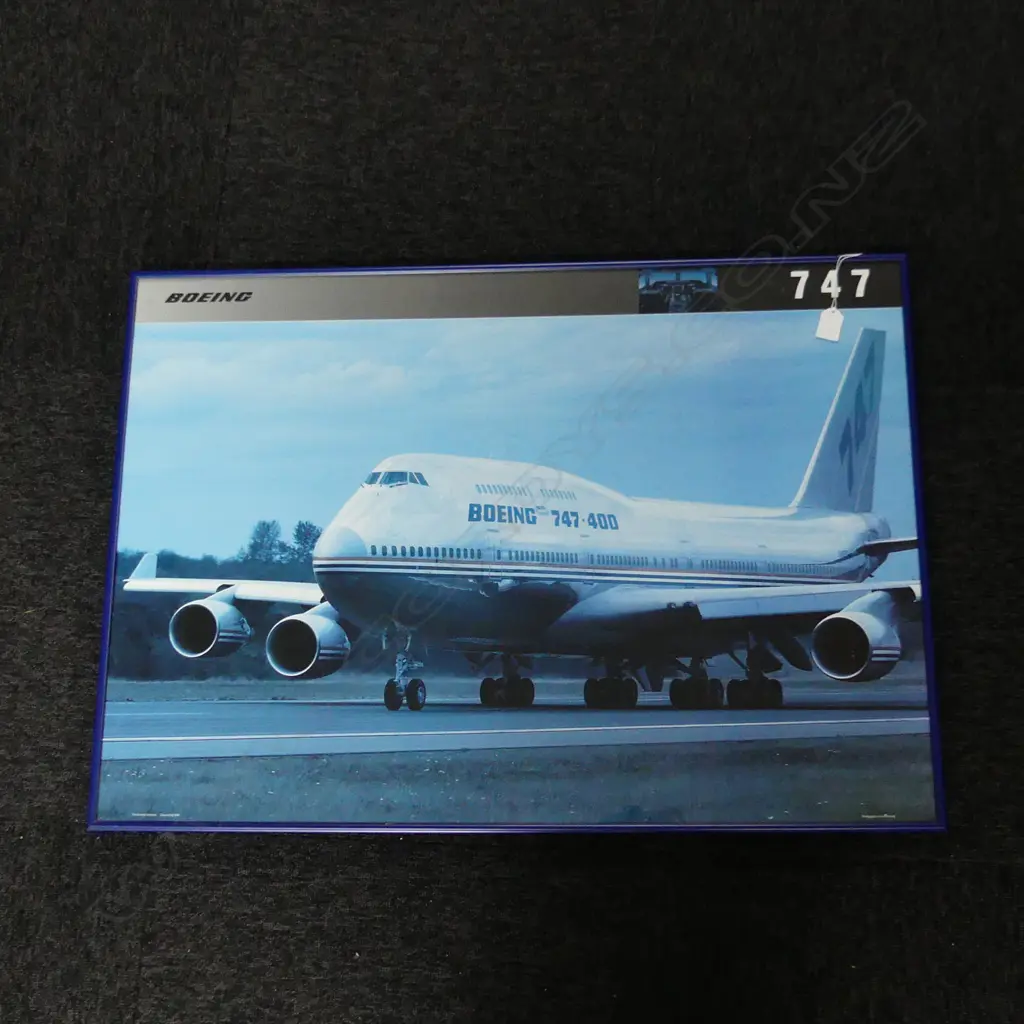 LG FRAMED ORIGINAL 1989 BOEING 747-400 PROMOTIONAL POSTER  590 X 840MM Image 1++