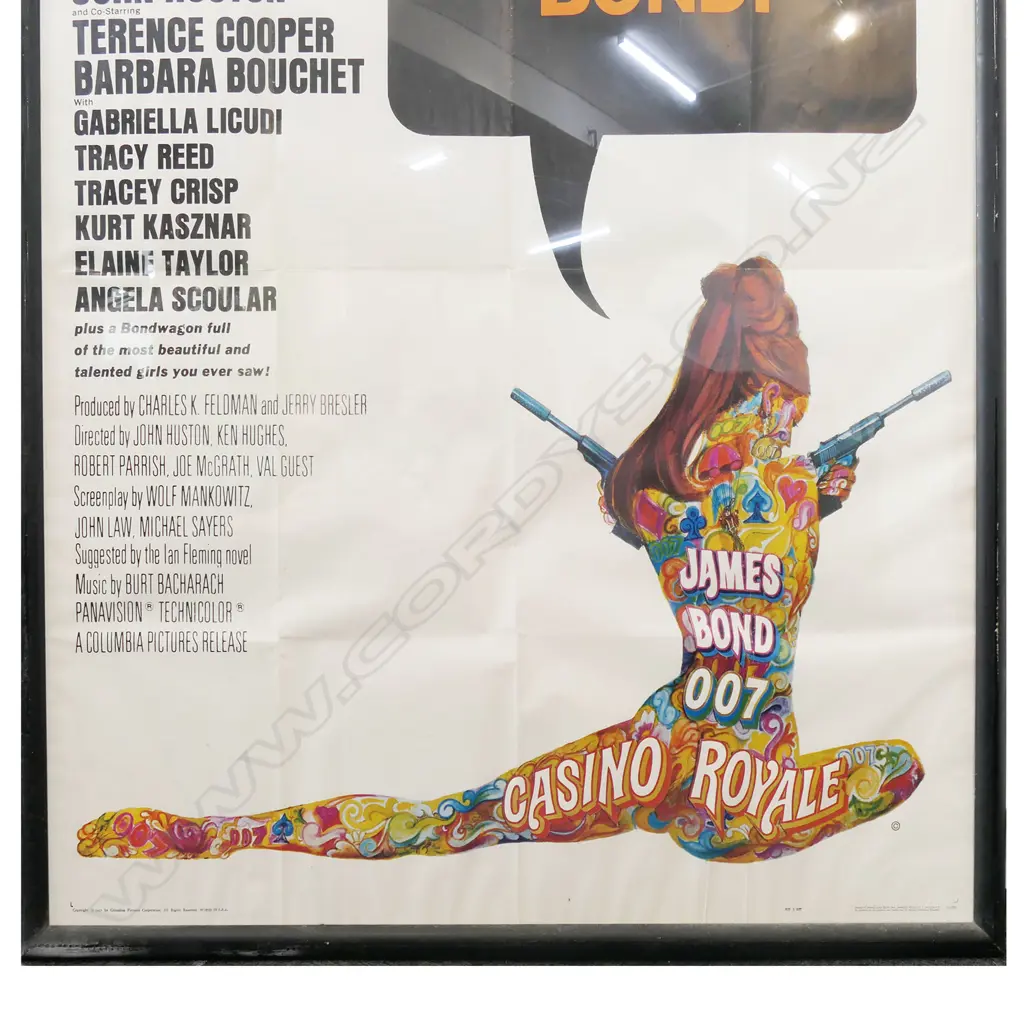 EXTRA LARGE RARE ORIGINAL U.S. 1967 CASINO ROYALE, 2200 x 1100mm (INCL FRAME), SOME FAULTS Image 1++