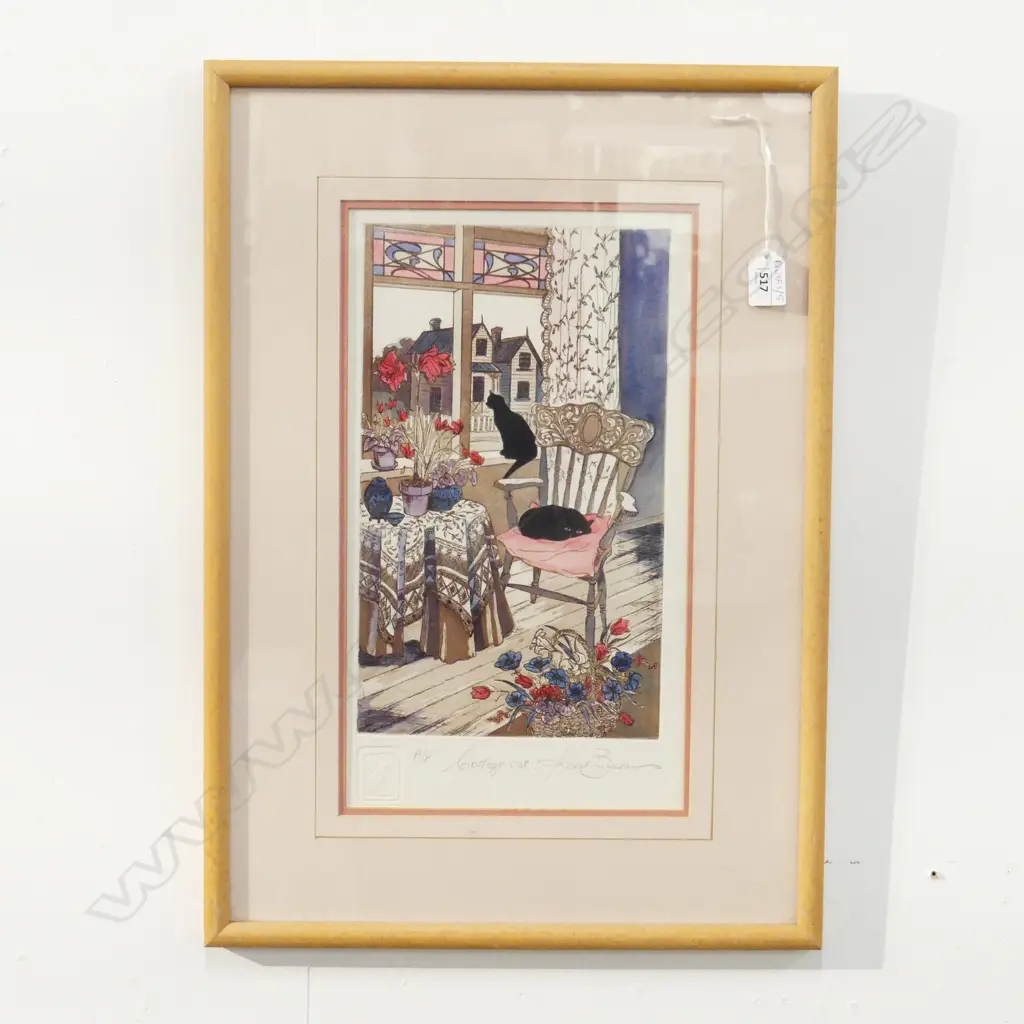 KAREL BURROWS 'COTTAGE CAT' A/P 385x220mm Image 1++