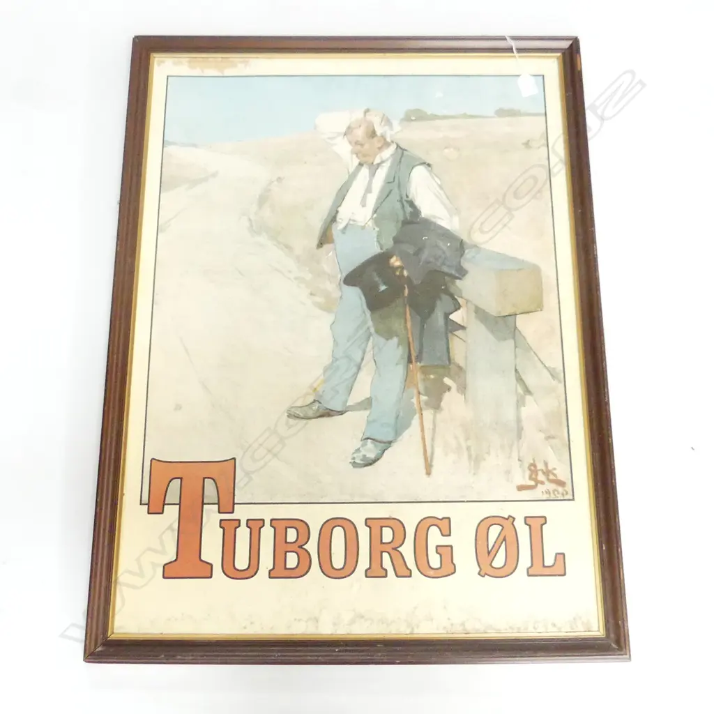 VINTAGE TUBORG BEER ADVERTISING POSTER  610 X 835MM Image 1++