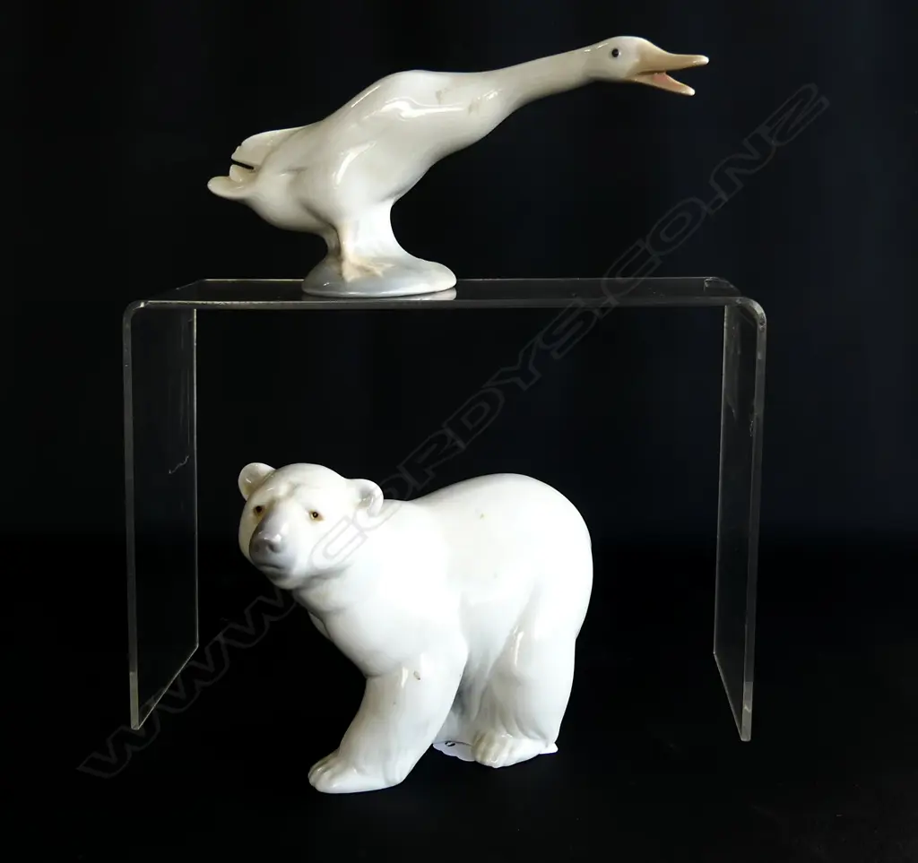 LLADRO POLAR  BEAR (L. 125MM) & LLADRO GOOSE (L. 165MM) Image 1++