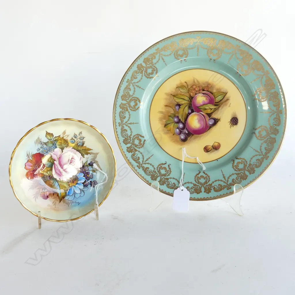 AYNSLEY FRUIT PAT RACK PLATE & AYNSLEY FLORAL DISH DIA 140MM Image 1++