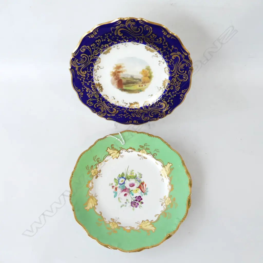 PR MINTON HAND PAINTED RACK PLATES DIA 230MM & ANOTHER SCENIC DIA 240MM Image 1++